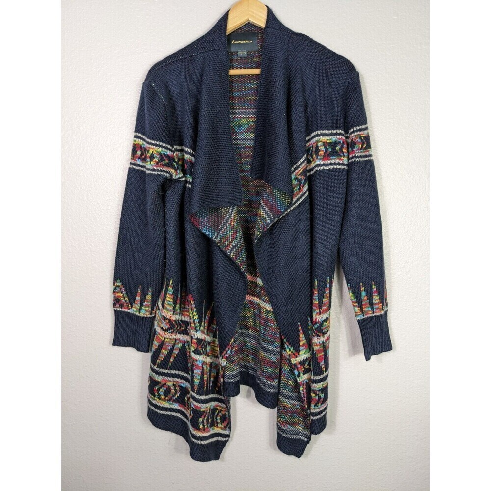 Lovemarks Size Large Long open front sweater Tribal Sante Fe Aztec Fair Isle N62